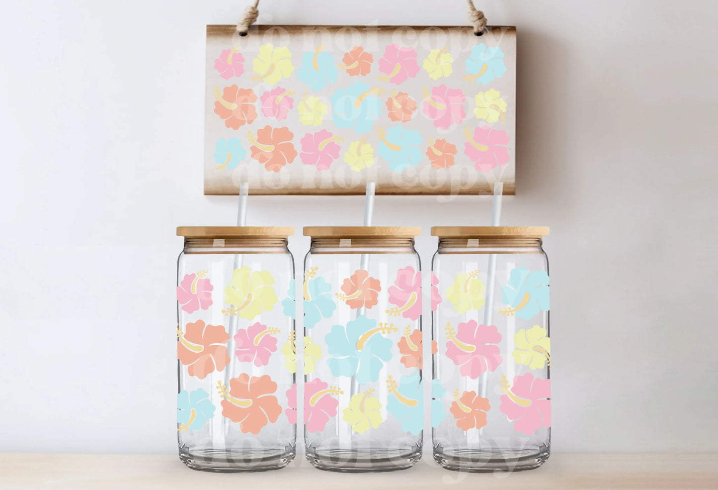 Hibiscus Flowers | UVDTF Decal - Hey There Crafty LLC