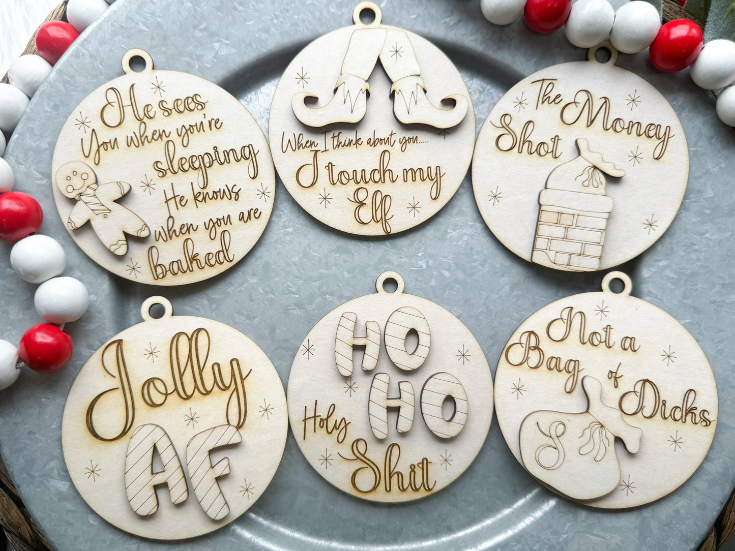 Paint Your Own Naughty Ornaments - Option 1