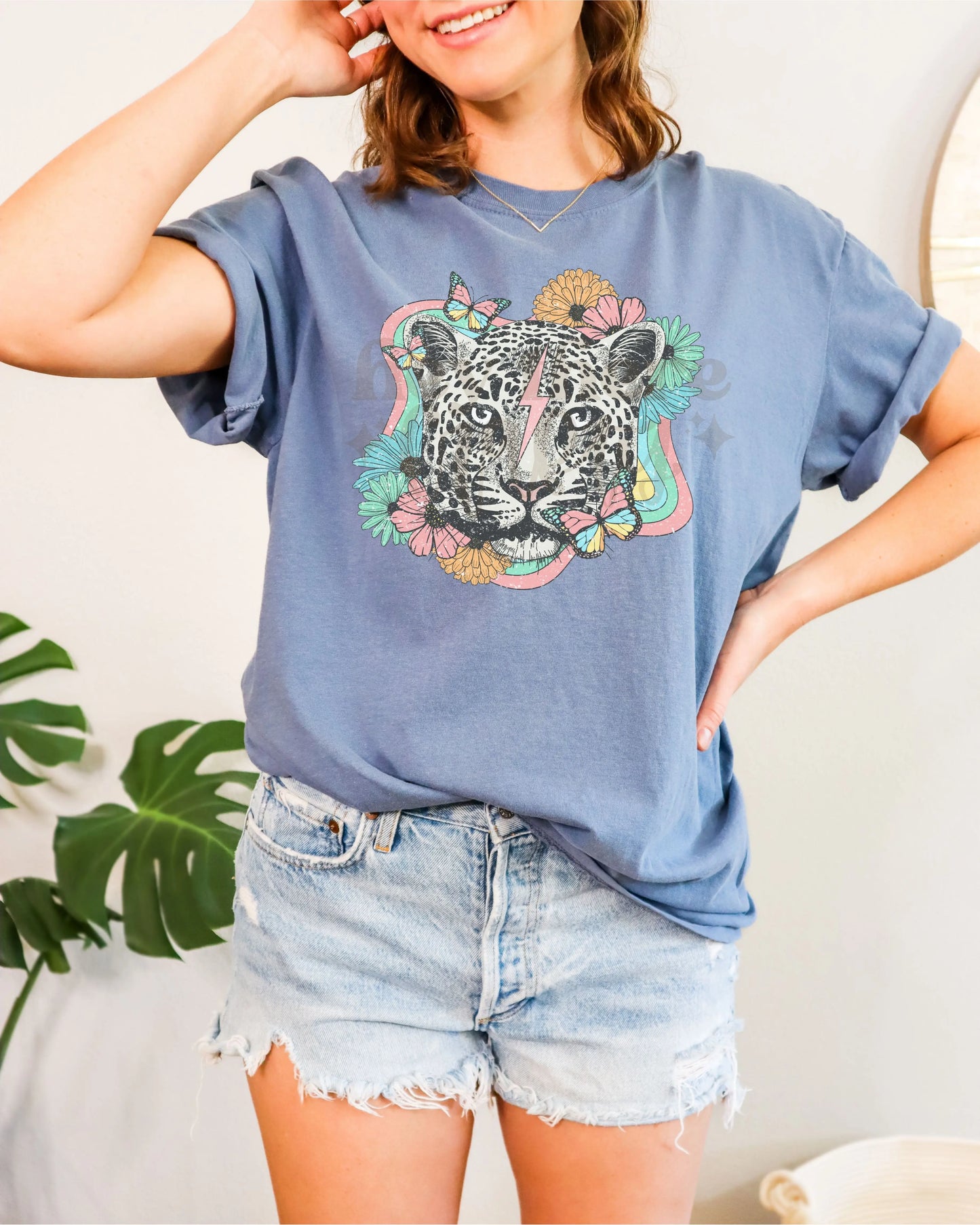 Floral Snow Leopard T-Shirt