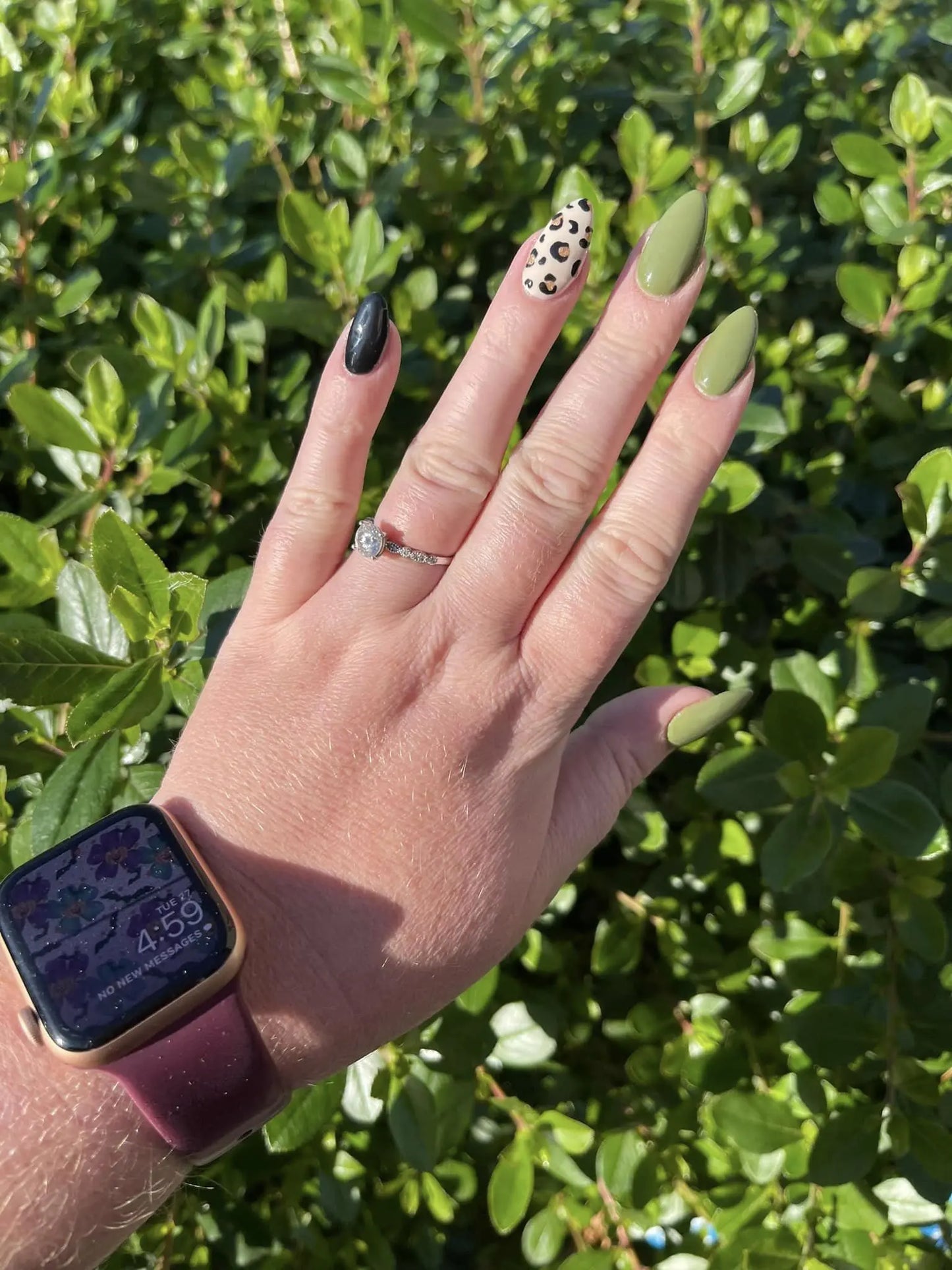 Green & Black Leopard Press-on Nails