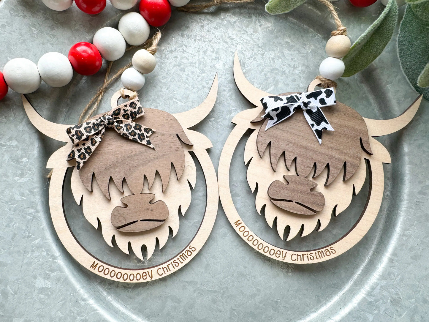 Moooooooey Christmas Highland Cow Ornament