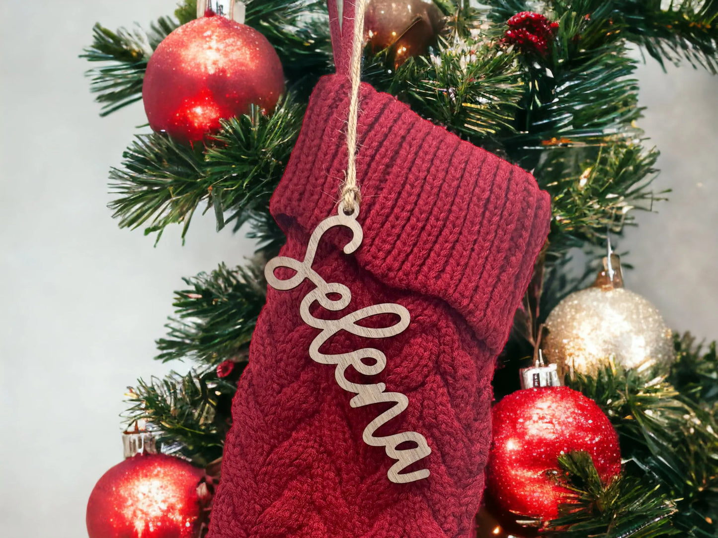 Stocking Name Tag - Wood or Acrylic