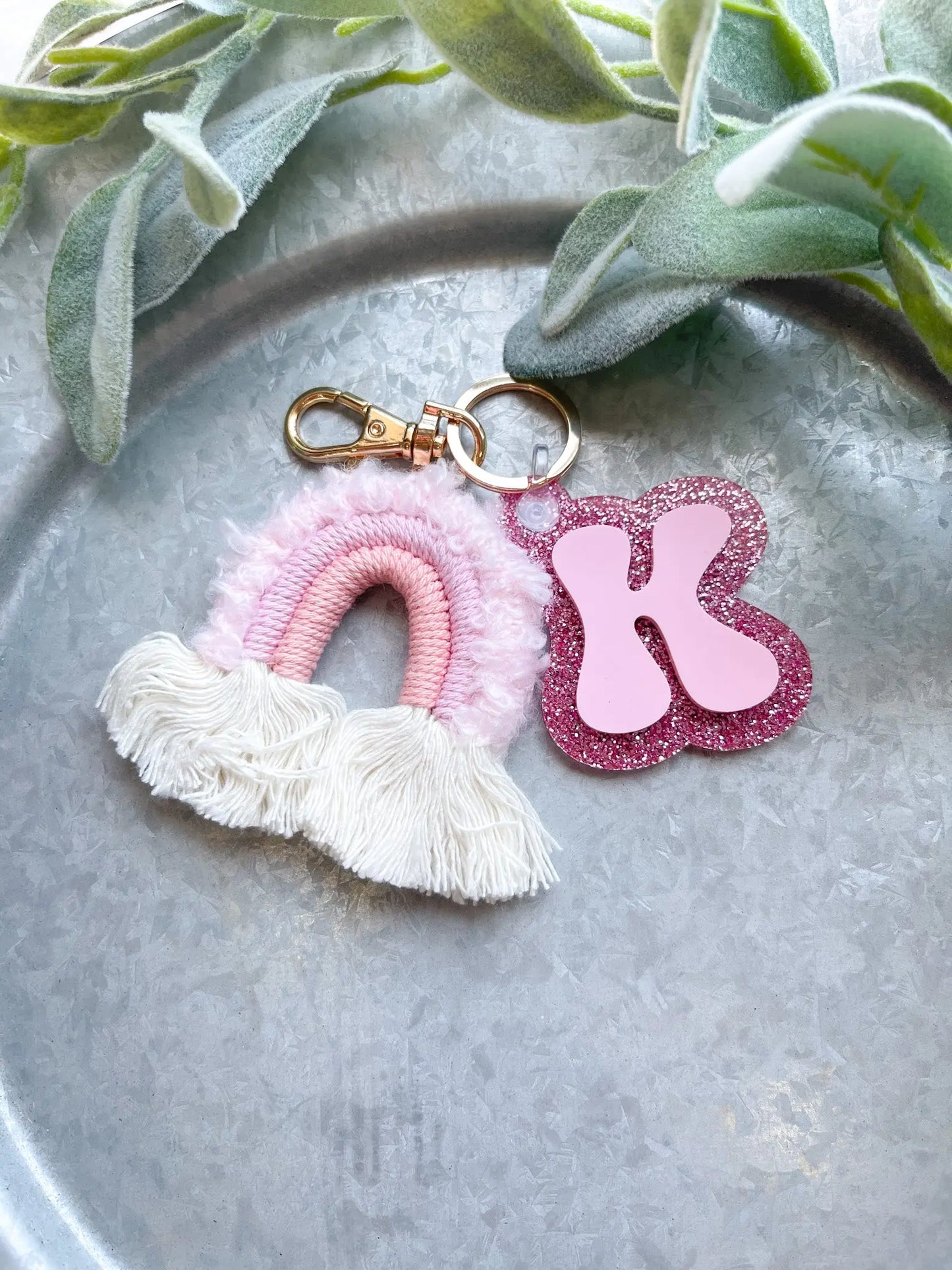 Rainbow Initial Keychain/Backpack Tag
