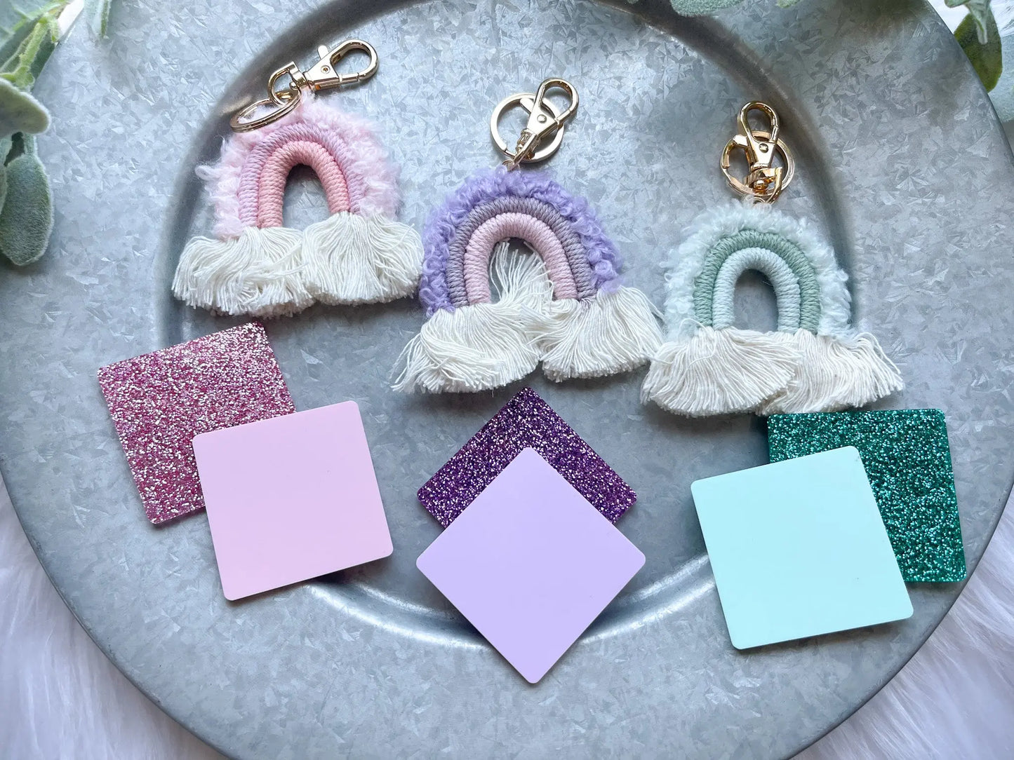Rainbow Initial Keychain/Backpack Tag