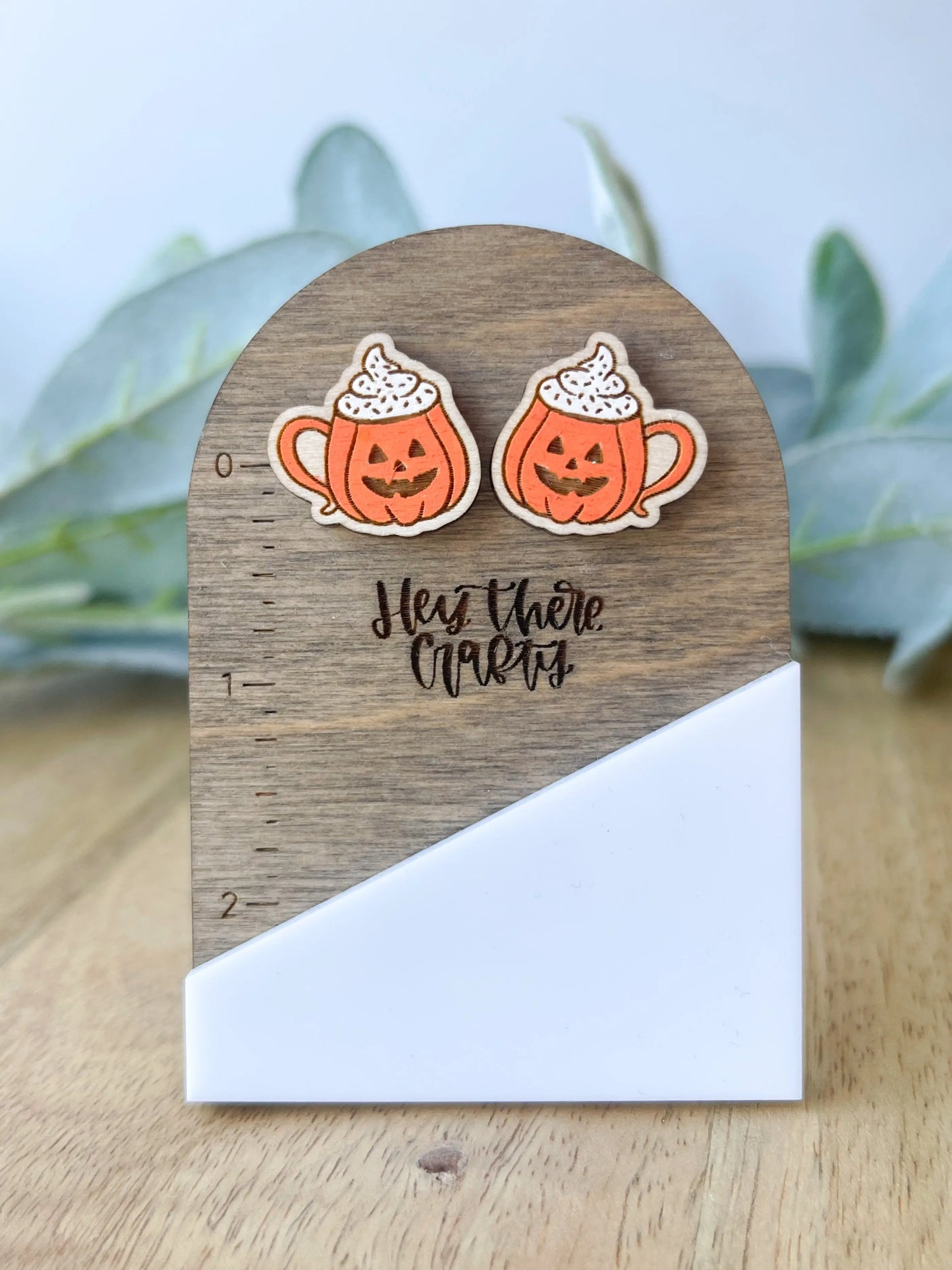 Pumpkin Spice Wood Earring Studs
