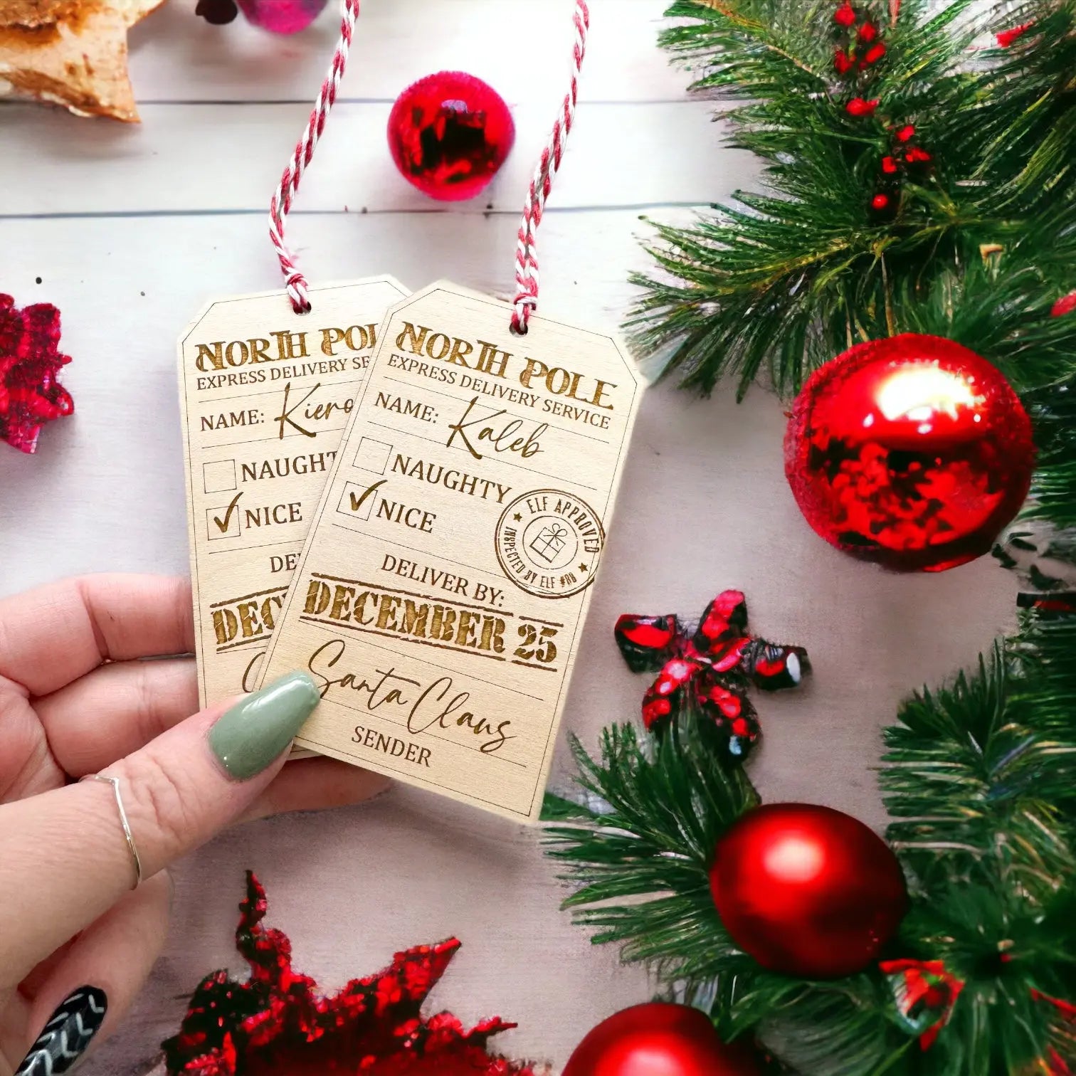 Christmas North Pole Express Gift label, Naughty Nice list