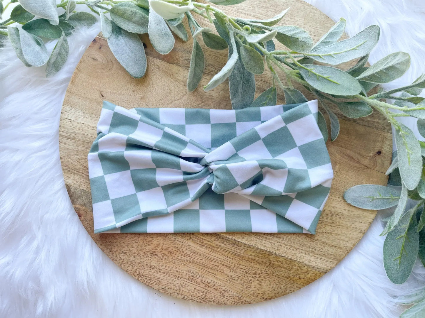 Sage Check Headband