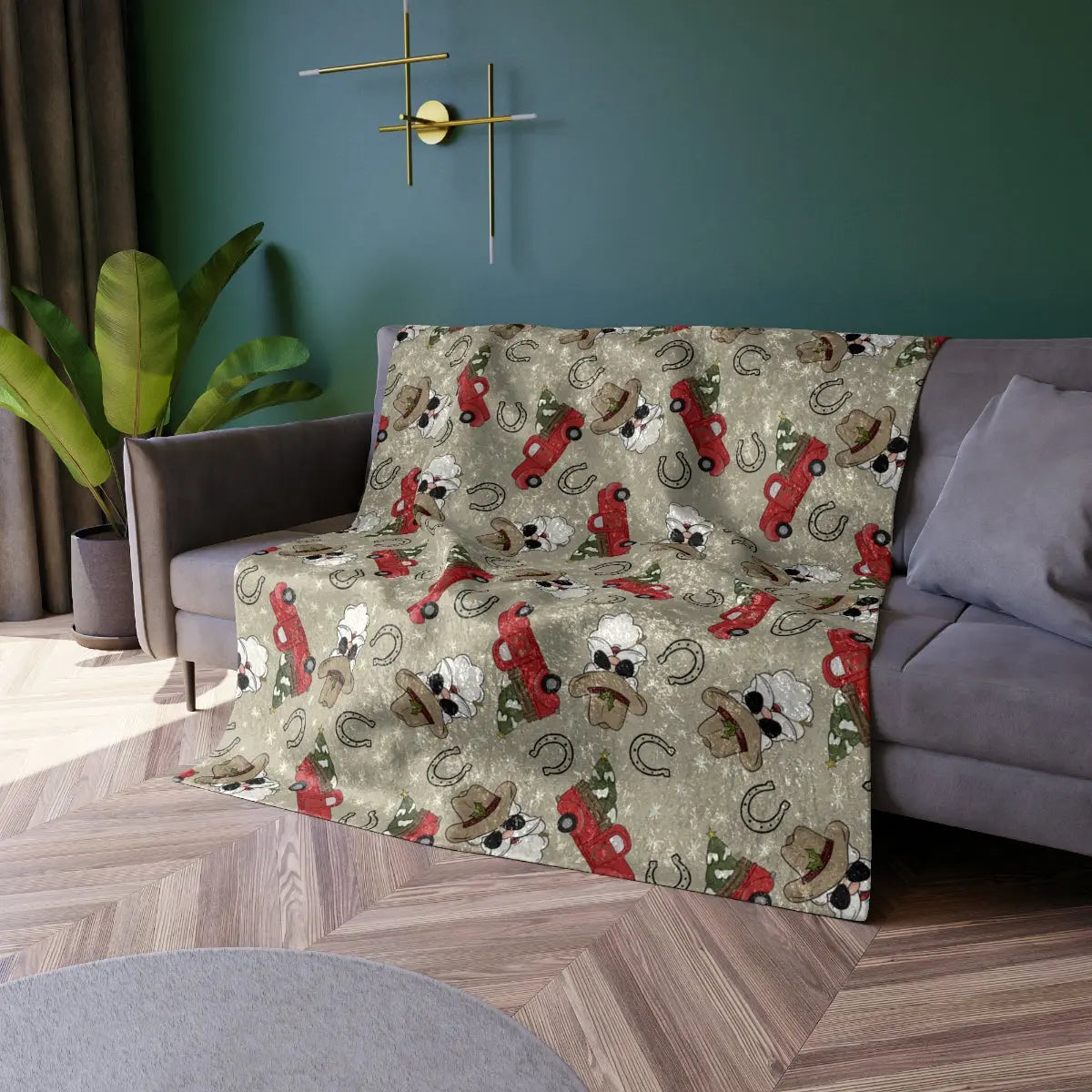 Western Santa Crushed Velvet Blanket