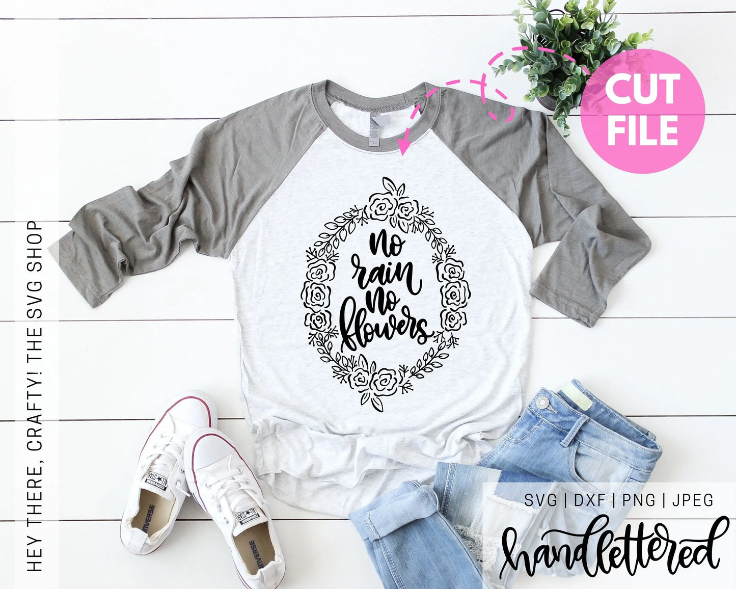 No Rain No Flowers | SVG, PNG, DXF, JPEG