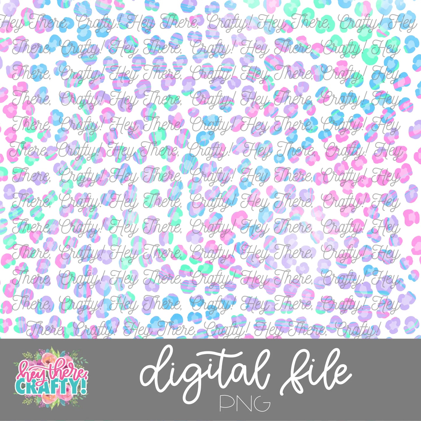 Rainbow Swirl Leopard (Transparent Background) Digital Paper