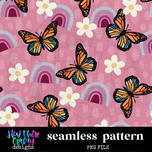 Retro Butterflies - Pink | Pattern/Digital Paper
