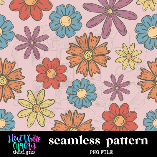 Retro Florals - Pink | Pattern/Digital Paper