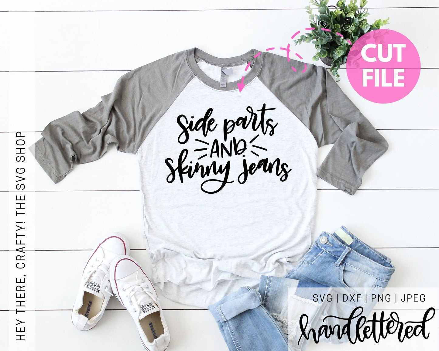 Side Parts and Skinny Jeans | SVG, PNG, DXF, JPEG