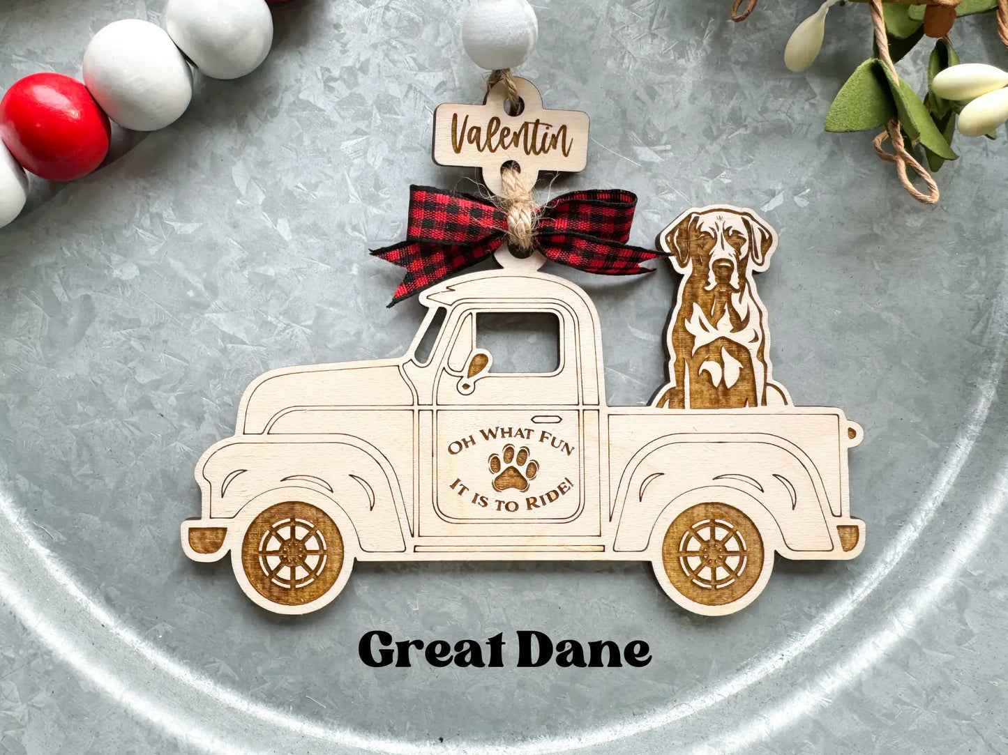 Oh What Fun it is to Ride - Customized Dog Ornament