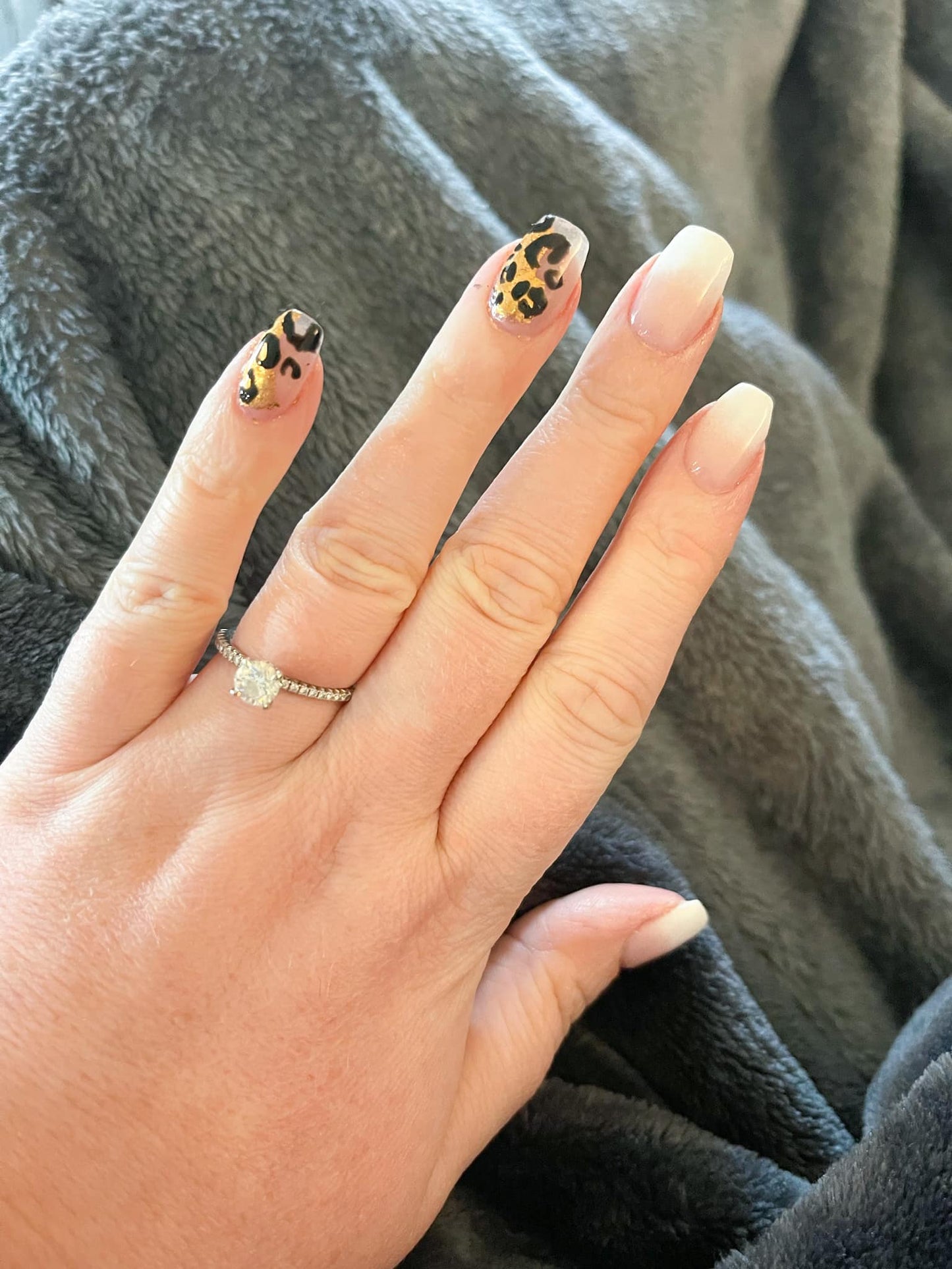 Leopard Foil French Ombre Press-on Nails