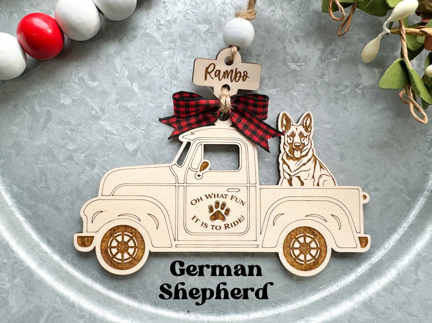 Oh What Fun it is to Ride - Customized Dog Ornament