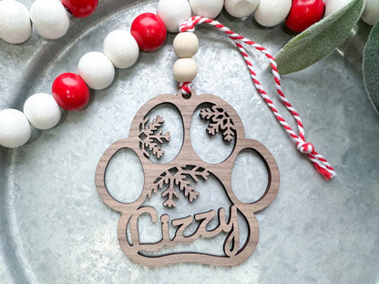 Customized Snowflake Dog Paw Ornament - Hey There Crafty LLC