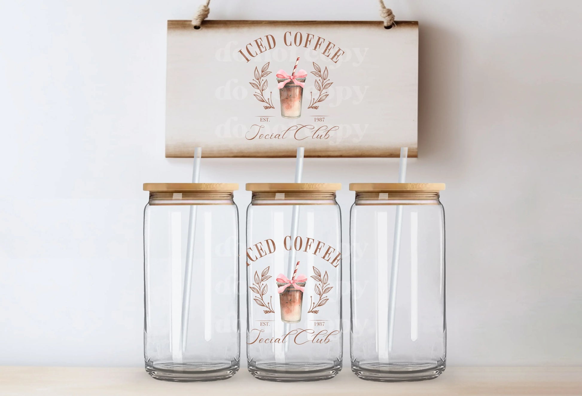 Iced Coffee Social Club | UVDTF Decal [DS] - Hey There Crafty LLC