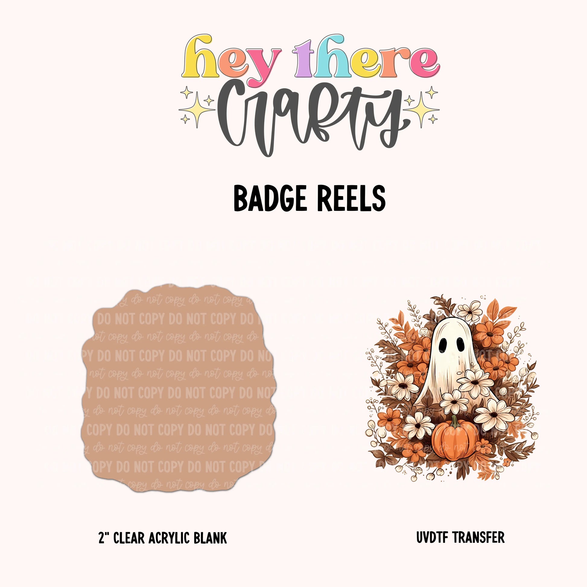 Fall Floral Ghost | Badge Reel Blank and Decal Hey There Crafty LLC