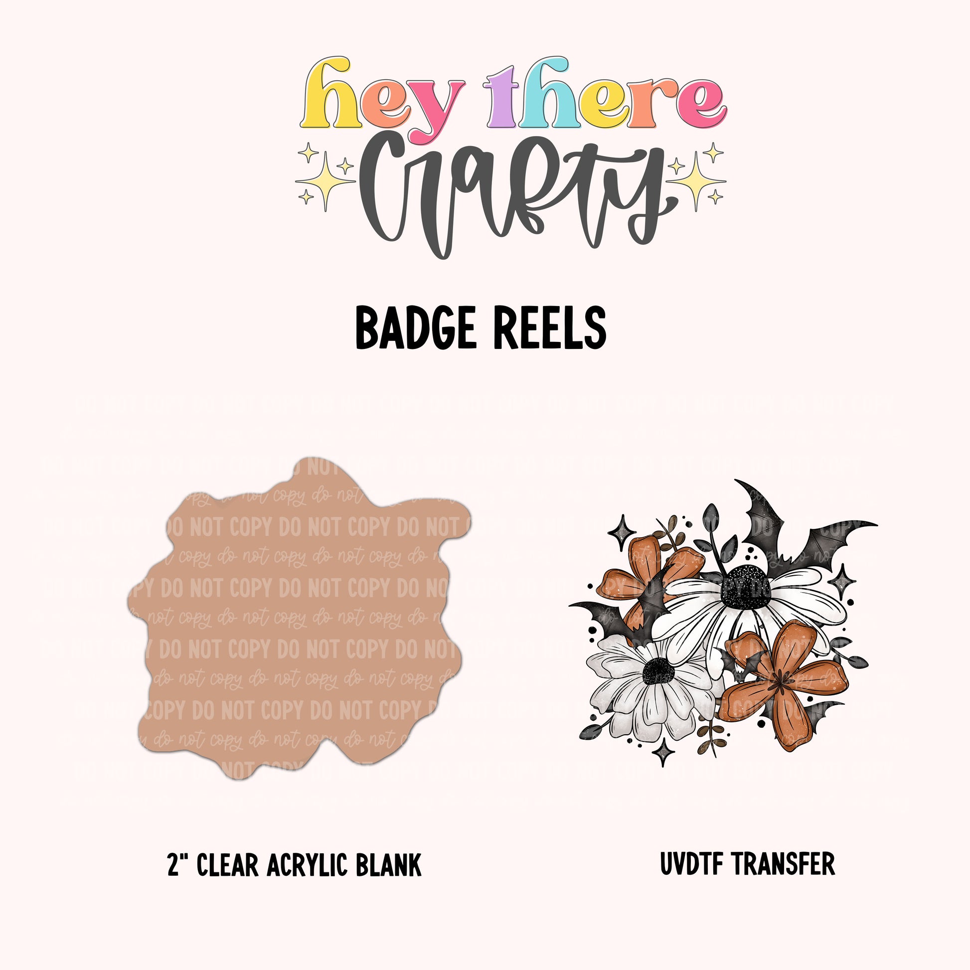 Bats and Flowers | Badge Reel Blank and Decal Hey There Crafty LLC