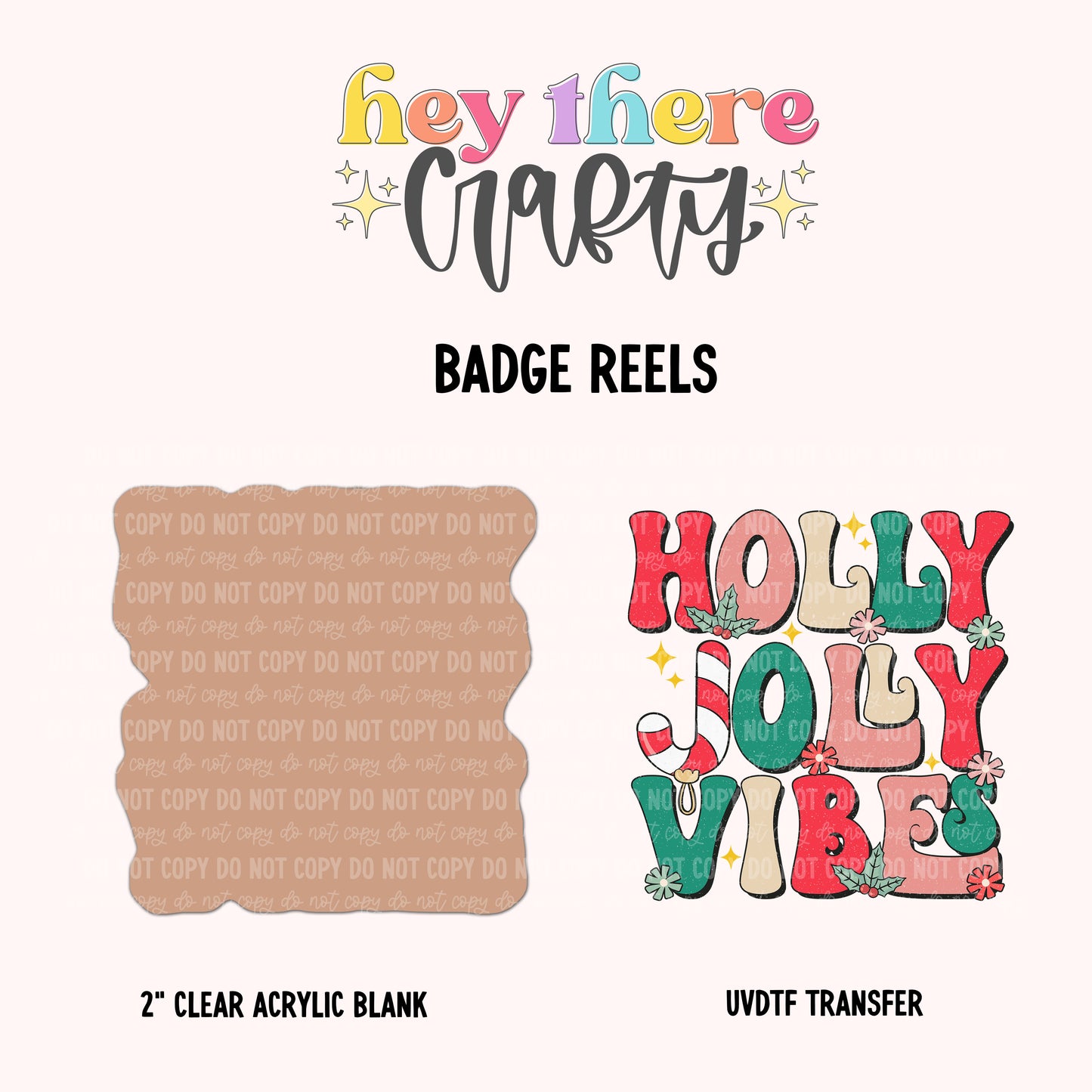 Holly Jolly | UVDTF Badge Reel Blank and Decal Hey There Crafty LLC