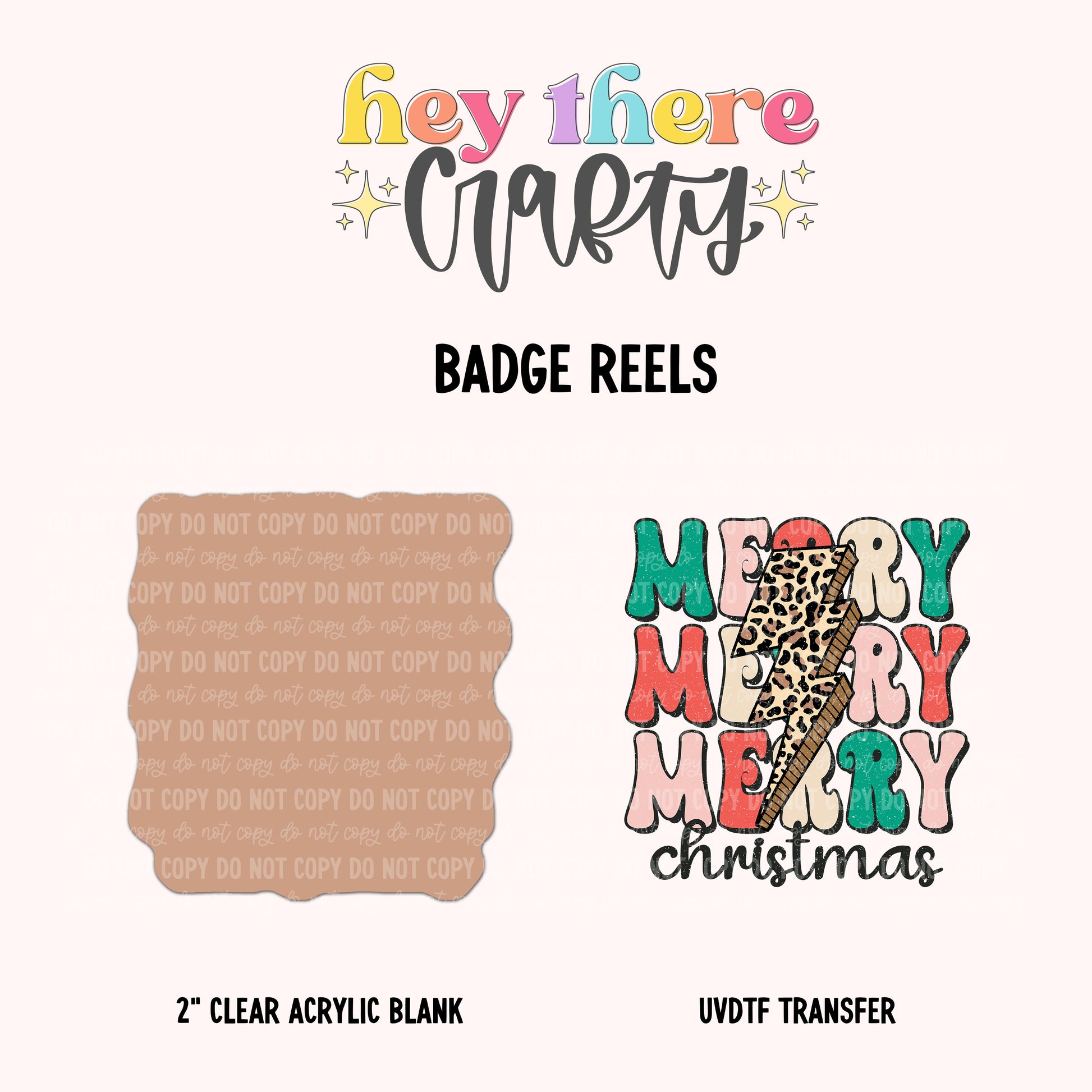 Merry Christmas | UVDTF Badge Reel Blank and Decal Hey There Crafty LLC