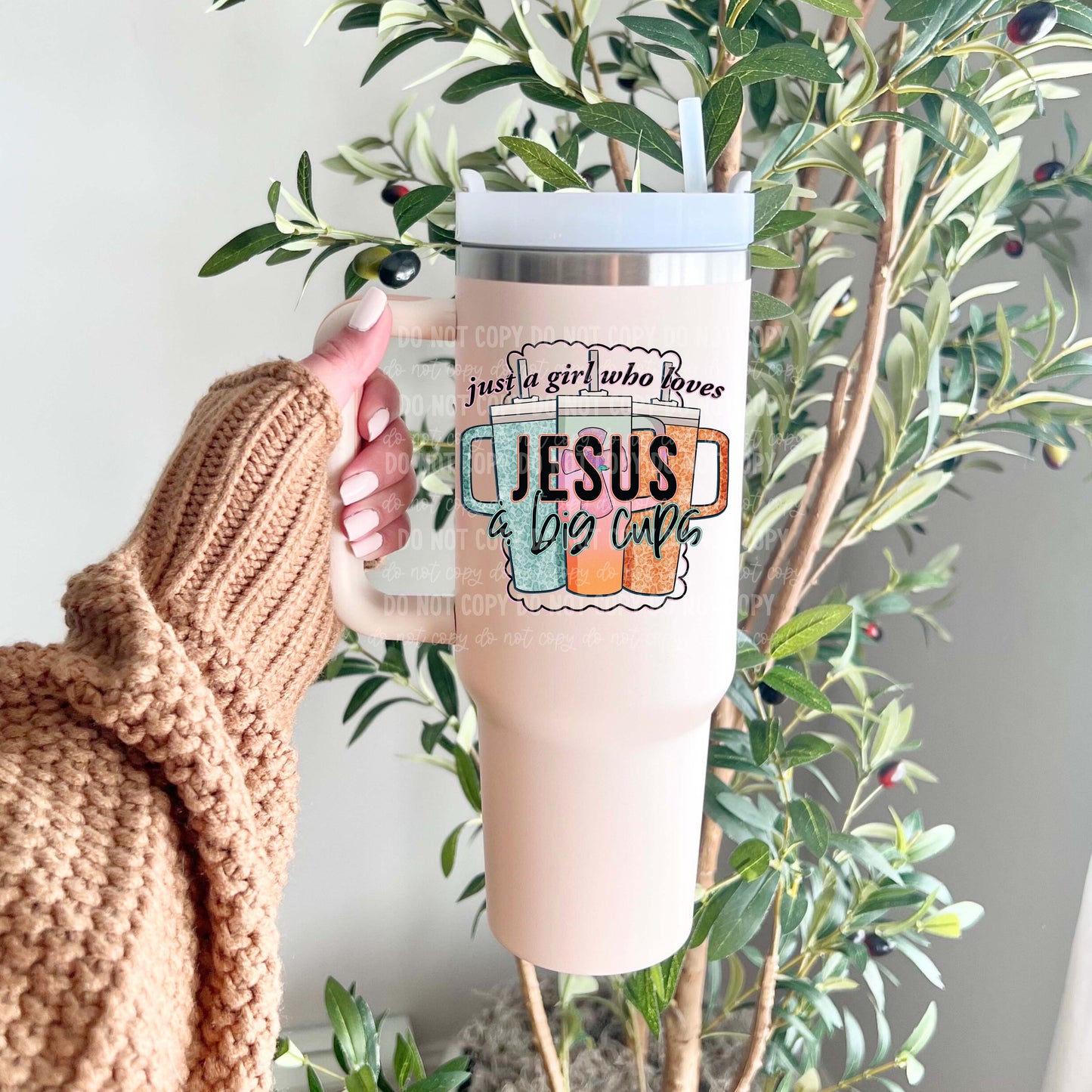 Just a Girl Who Loves Jesus & Big Cups | UVDTF Decal Hey There Crafty LLC