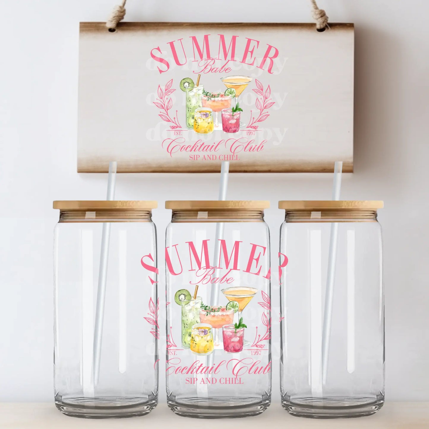 Summer Babe Cocktail Club | UVDTF Decal [DS] - Hey There Crafty LLC