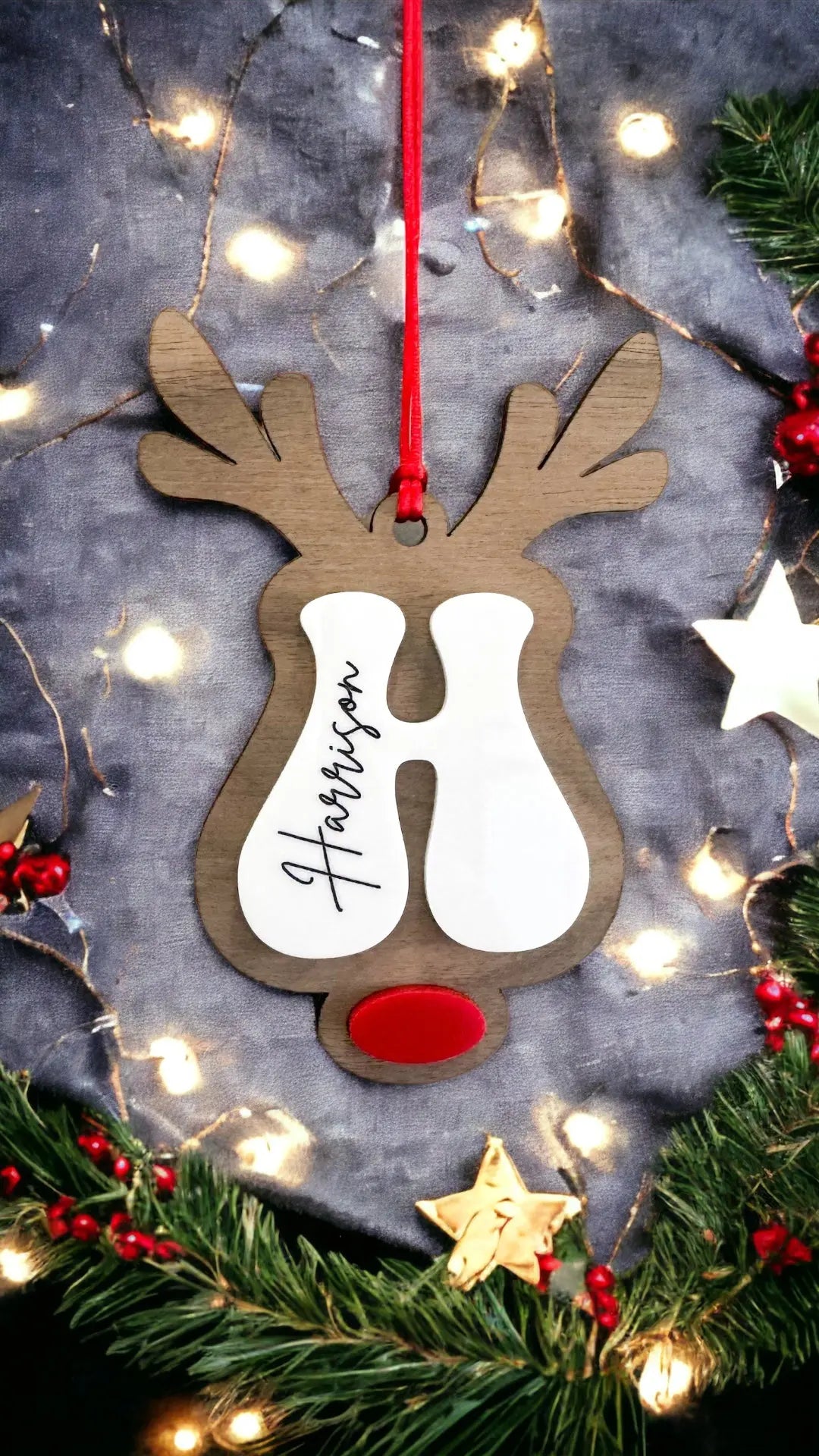 Reindeer Letter Ornament - Hey There Crafty LLC