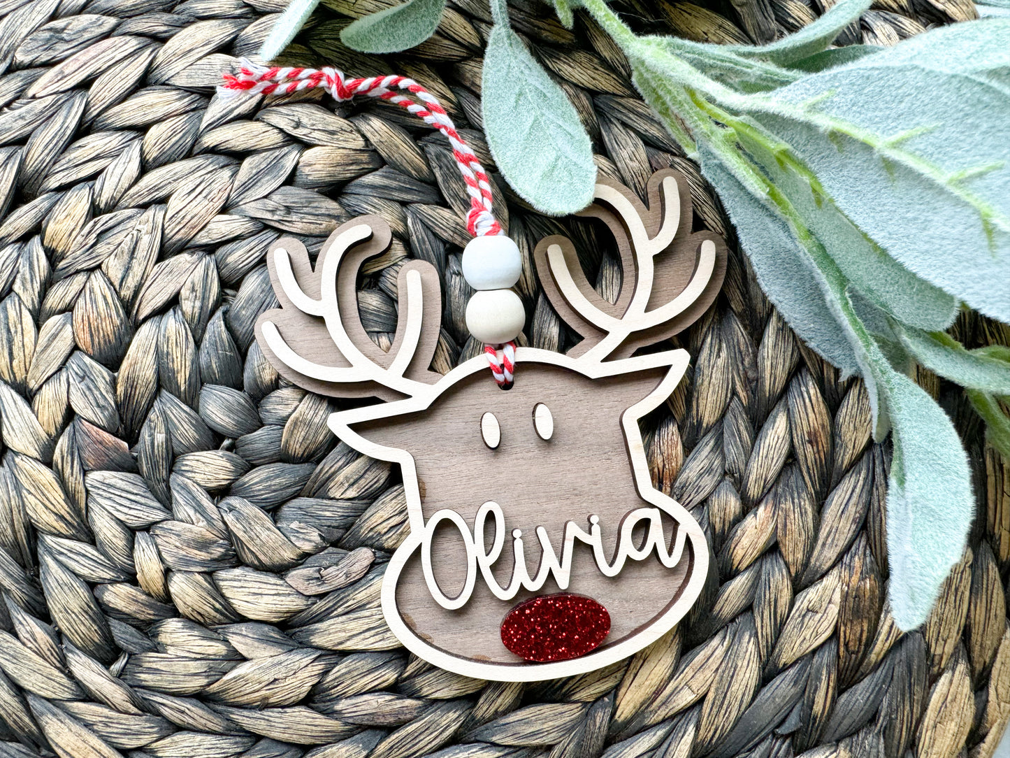 Custom Name Reindeer Ornament