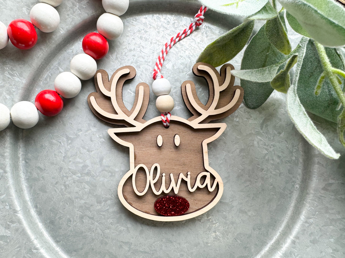 Custom Name Reindeer Ornament