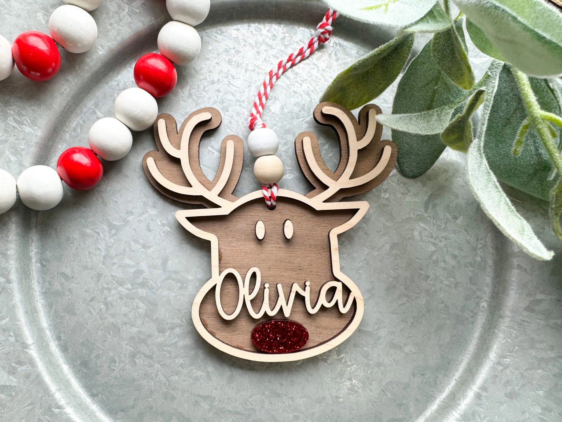 Custom Name Reindeer Ornament - Hey There Crafty LLC