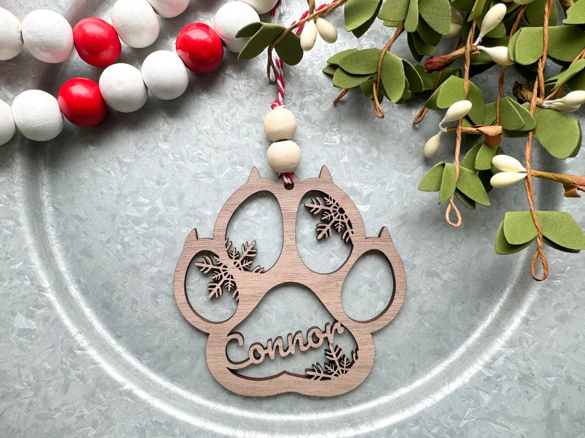 Customized Snowflake Cat Paw Ornament - Hey There Crafty LLC