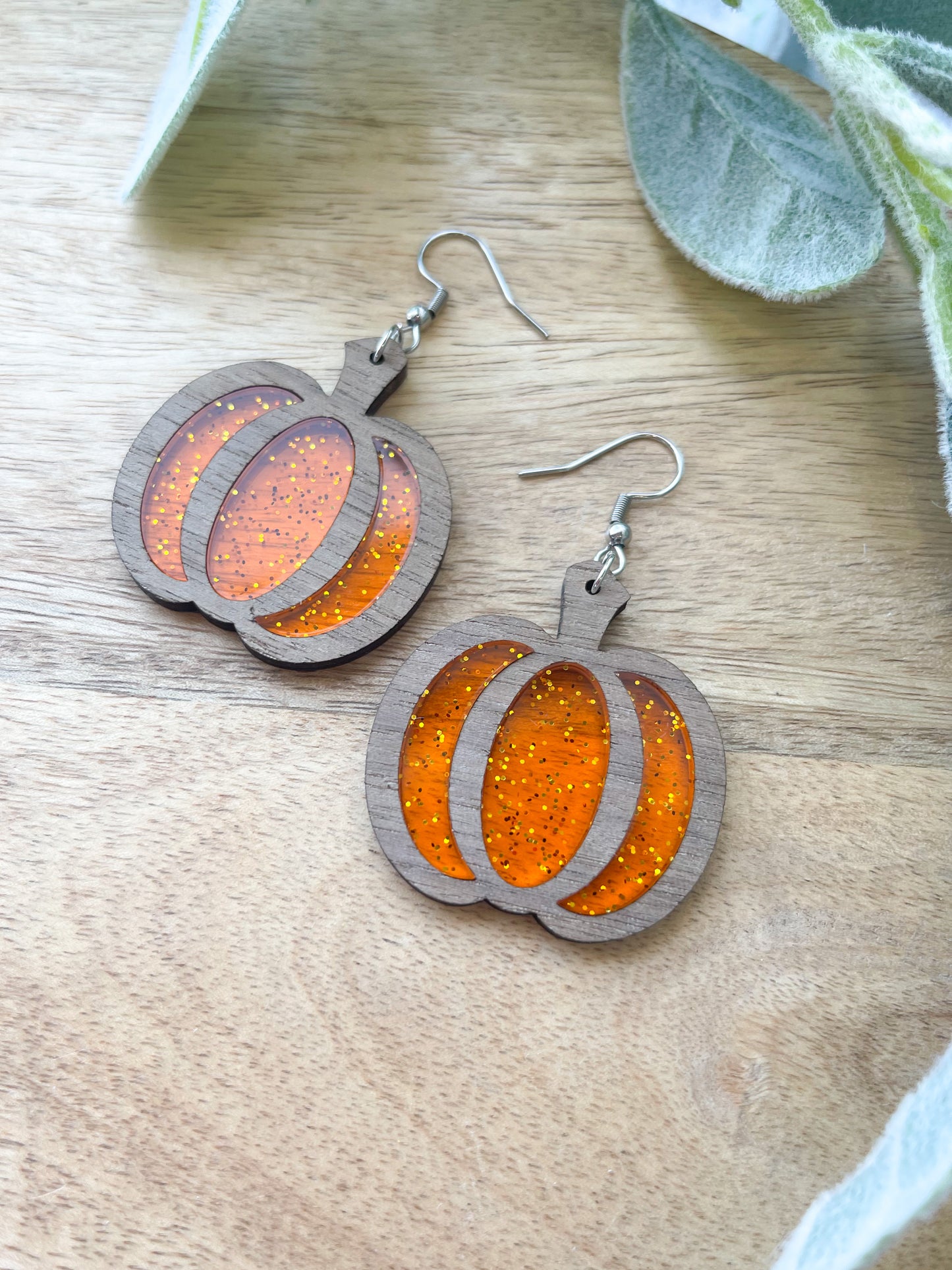 Glitter Pumpkin Earrings