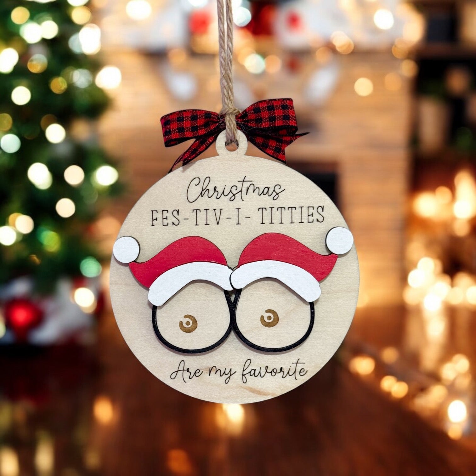 Christmas Fes-Tiv-I-Titties Ornament Hey There Crafty LLC