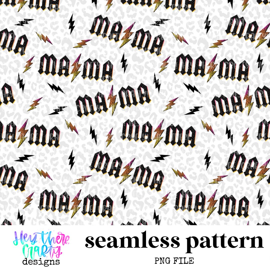 mama and lightning bolts (smaller graphics) seamless pattern preview