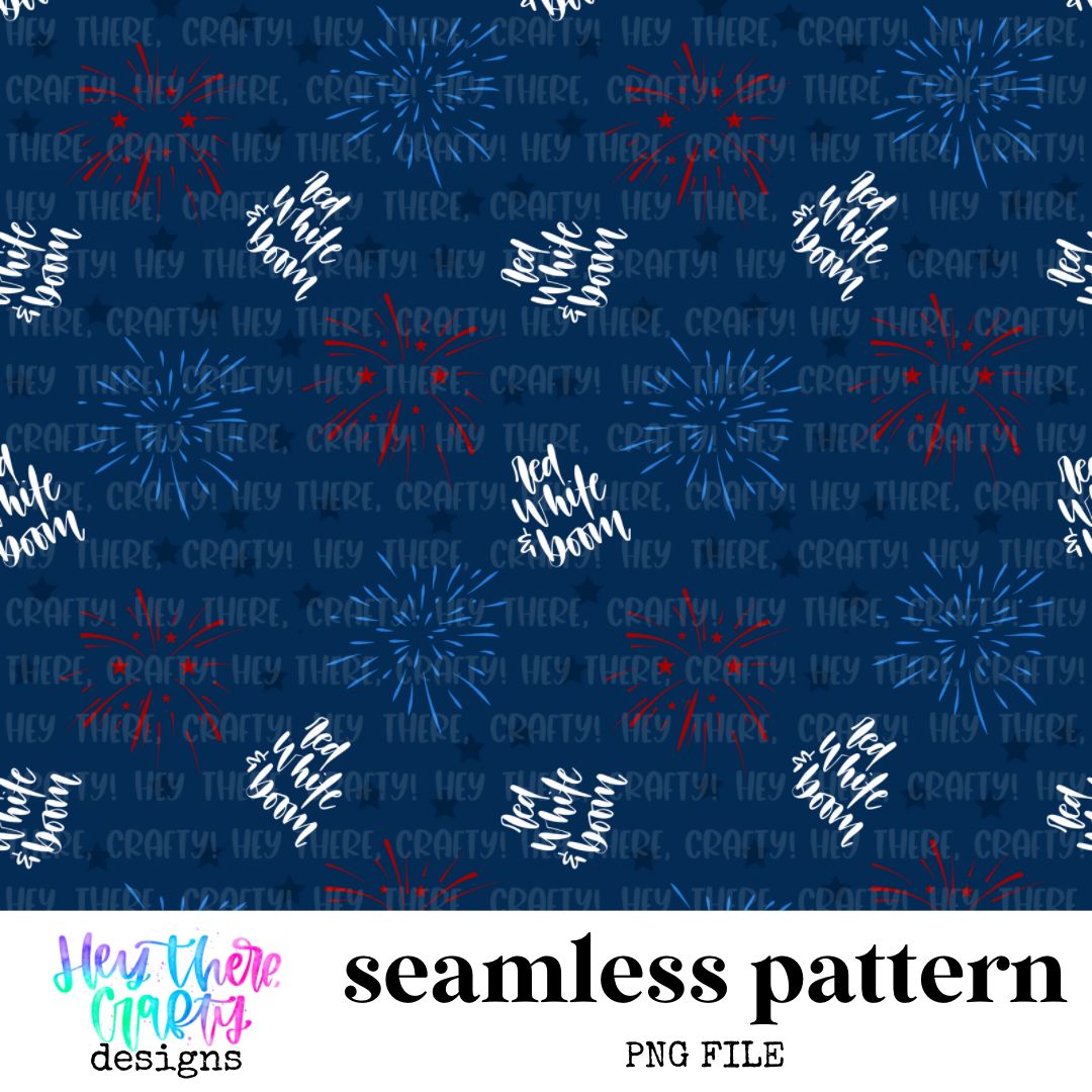 Red, white and boom seamless pattern (smaller graphics) preview