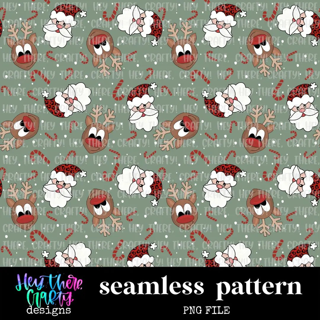 Santa and Reindeer | Pattern/Digital Paper - Hey There Crafty LLC