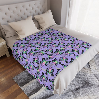 Purple Butterfly Ghost Minky Blanket