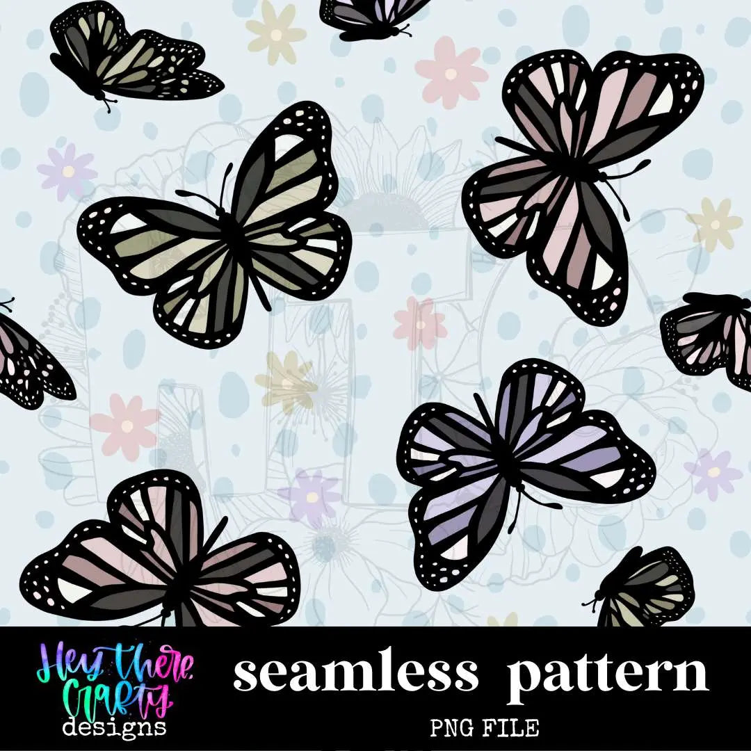 Boho Butterfly - Blue | Pattern/Digital Paper - Hey There Crafty LLC