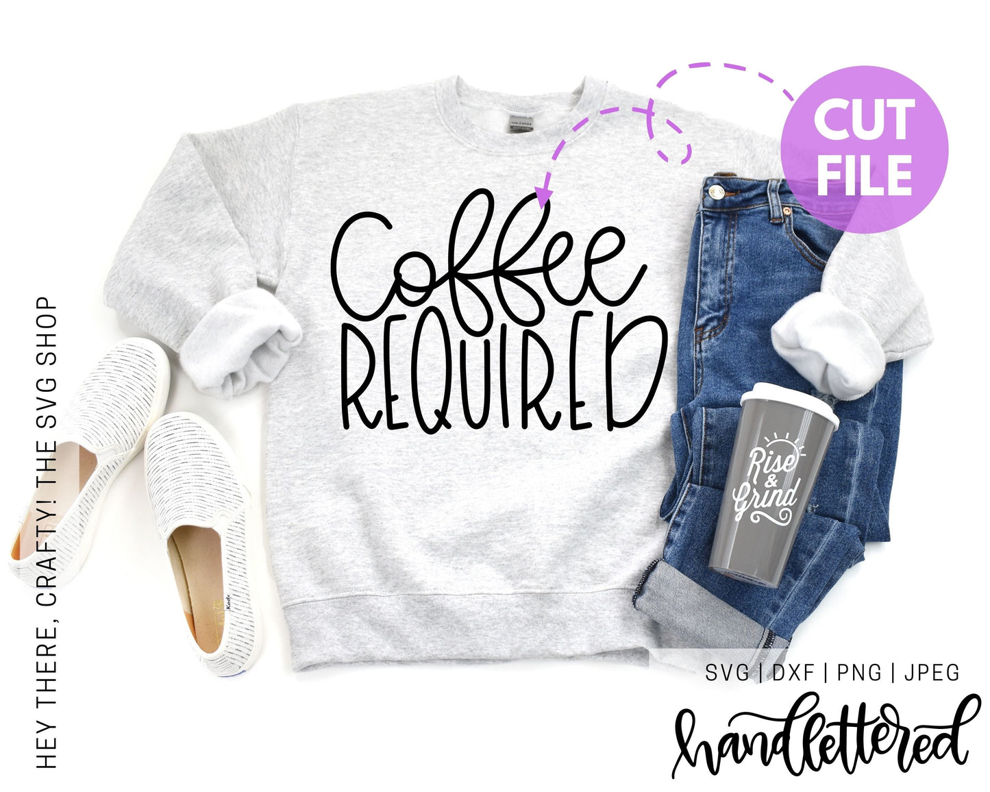 Coffee Required | SVG, PNG, DXF, JPEG