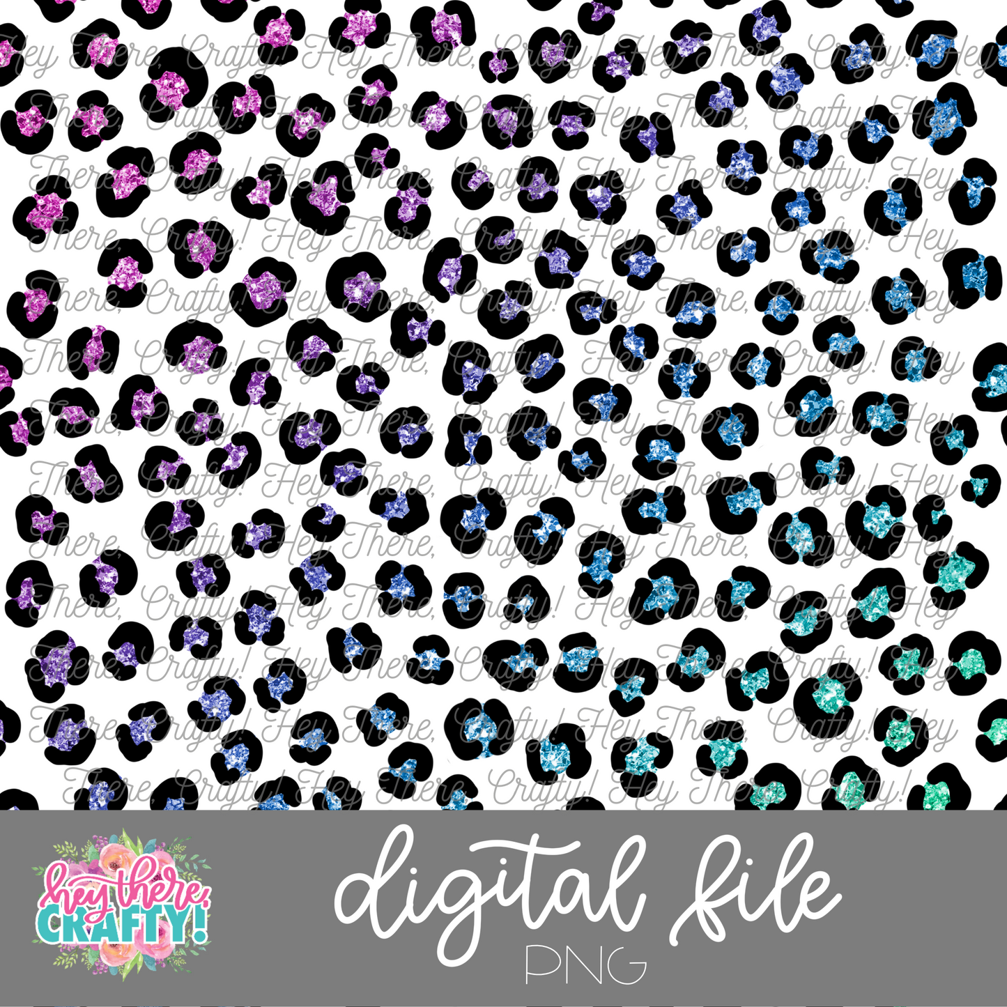 Rainbow Glitter Leopard (Transparent Background) Digital Paper