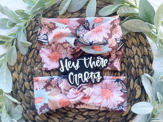 Brown Floral Butterflies Headband