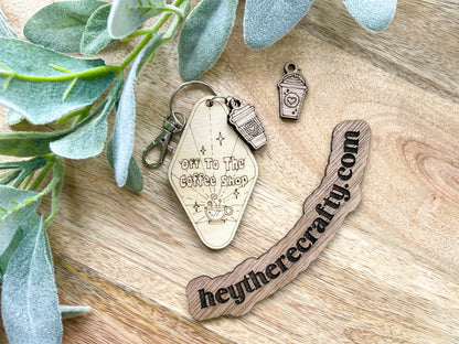 Off to the Coffee Shop Keychain