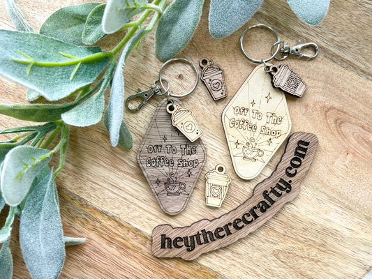 Off to the Coffee Shop Keychain