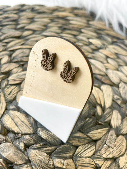 Leopard Bunny Wood Earrings - Hey There Crafty LLC