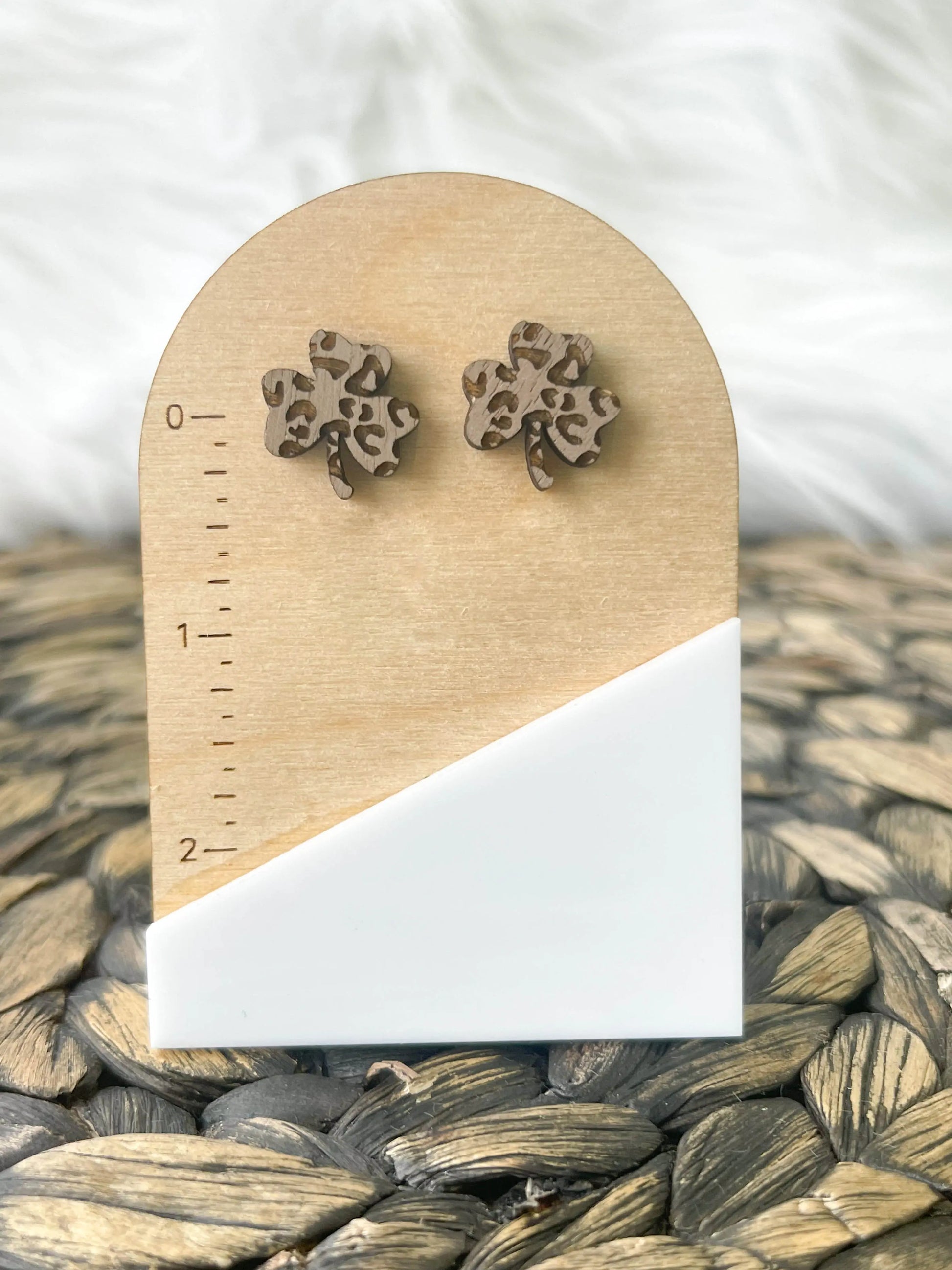 Leopard Shamrock Wood Earrings - Hey There Crafty LLC