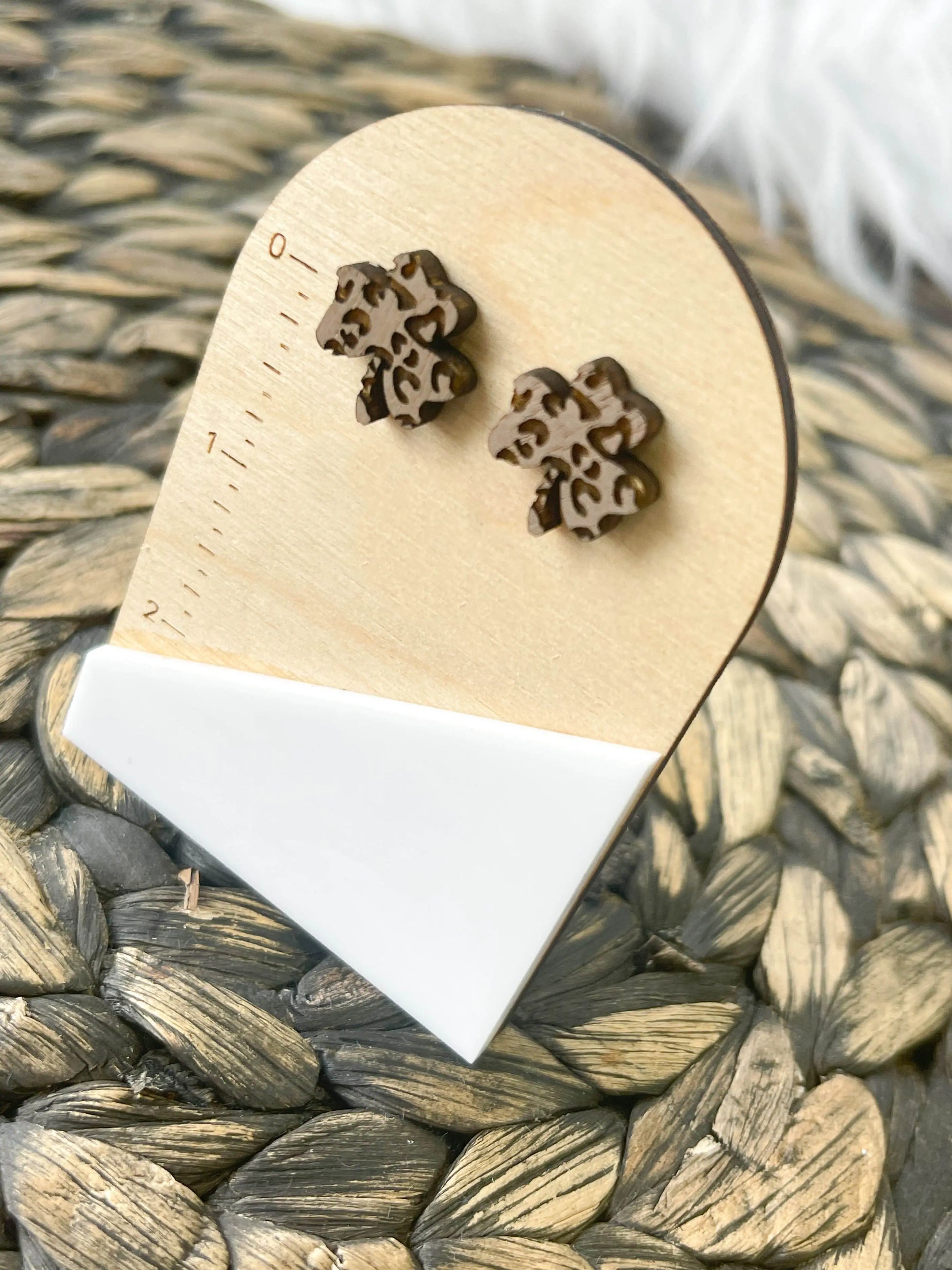 Leopard Shamrock Wood Earrings - Hey There Crafty LLC