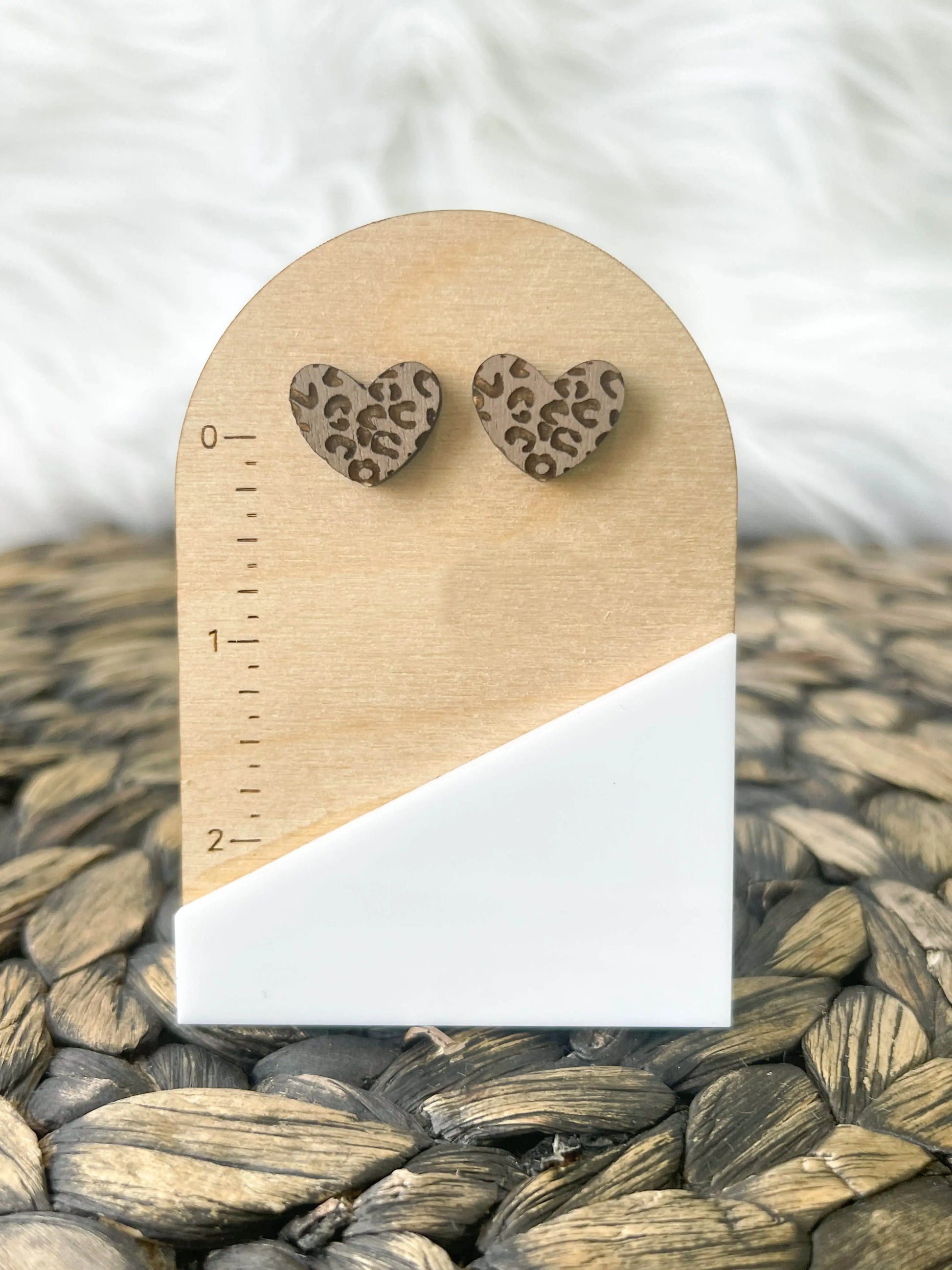 Leopard Heart Wood Earrings - Hey There Crafty LLC