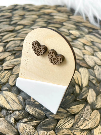 Leopard Heart Wood Earrings - Hey There Crafty LLC